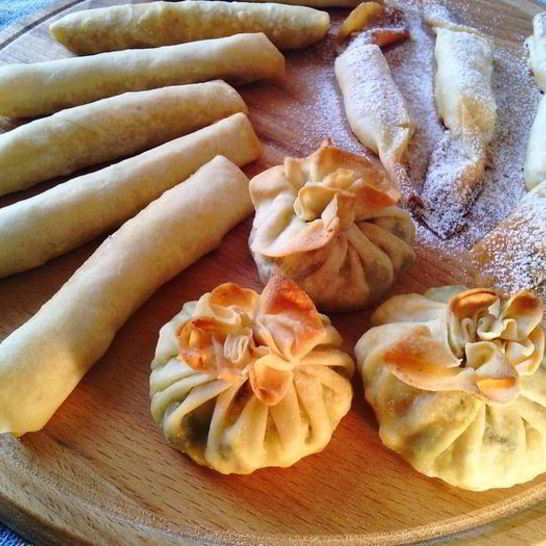 Рецепт хрустяшек из теста брик мешочки, конфеты, сигары