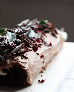 Шоколадный рулет с лесными ягодами и сырным кремом