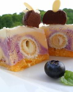 Мангово-черничное мороженое с конфетами Рафаэлло с шоколадными шариками