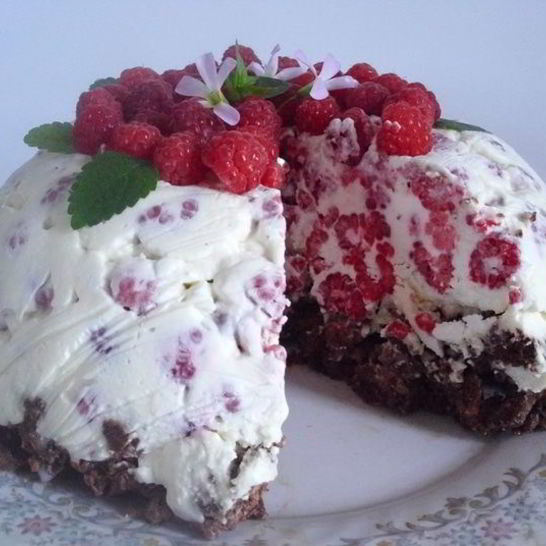 Рецепт торта-мороженого с малиной