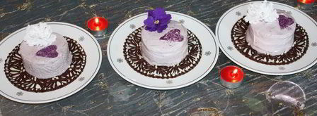 ванильное мороженое с чернично-фиалковым ароматом на шоколадном блюдце. Шаг 11