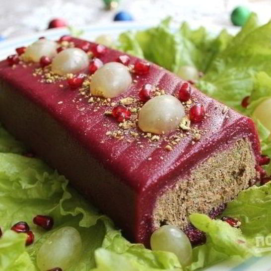 Рецепт рулета из печени в клюквенном муссе