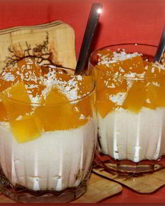 Творожно-яблочный мусс с апельсиновым желе