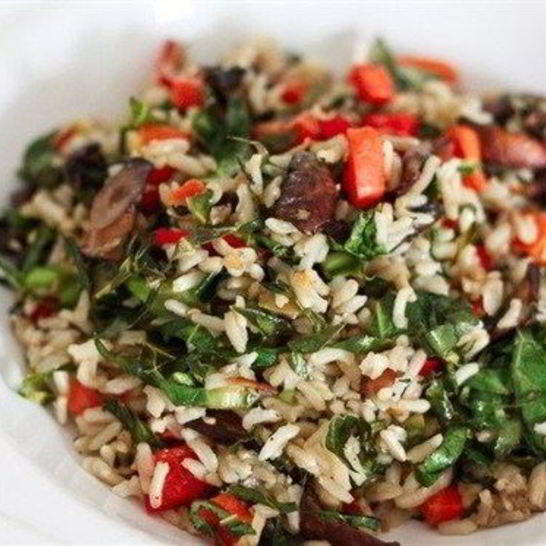 Рецепт ароматного риса с овощами и грибами