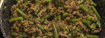 дикий рис со стручковой фасолью и луком-пореем. Шаг 6