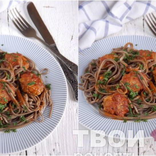 Рецепт гречневой лапши соба с фрикадельками