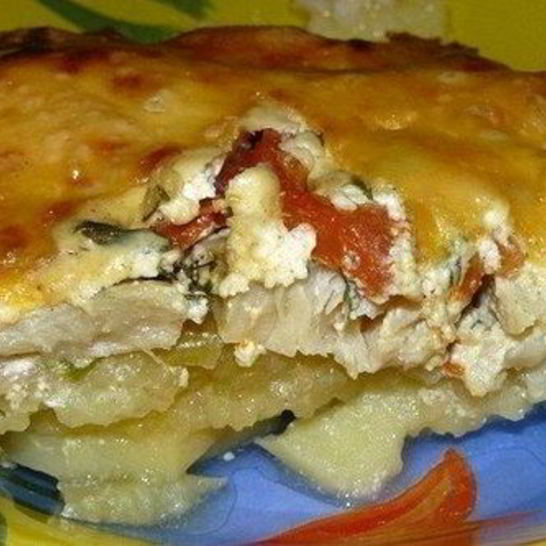 Рецепт картофеля с белой рыбой под сливками