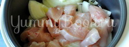 картофель с курицей и грибами в мультиварке. Шаг 6