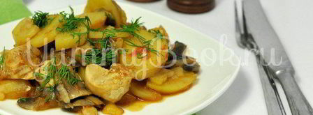 картофель с курицей и грибами в мультиварке. Шаг 16