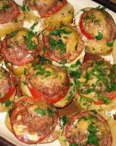 Картофель с мясным фаршем из духовки