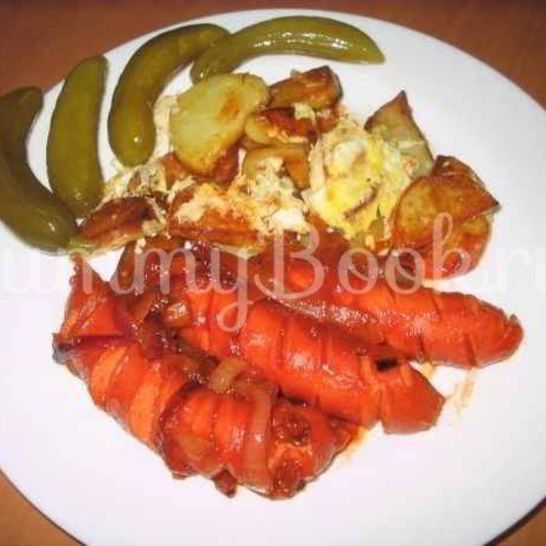 Рецепт картофеля жареного с сосисками