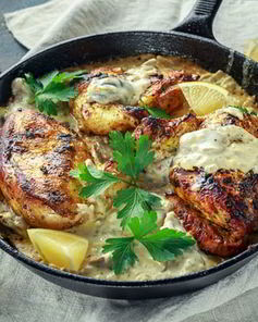 Картошка с курицей и грибами в духовке