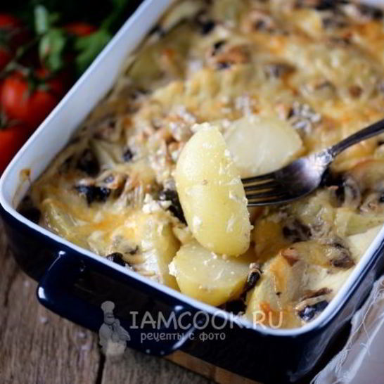 Рецепт картошки в сметане с сыром в духовке