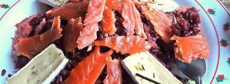 красный рис в вине с лососем и сыром. Шаг 14