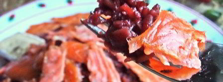 красный рис в вине с лососем и сыром. Шаг 17