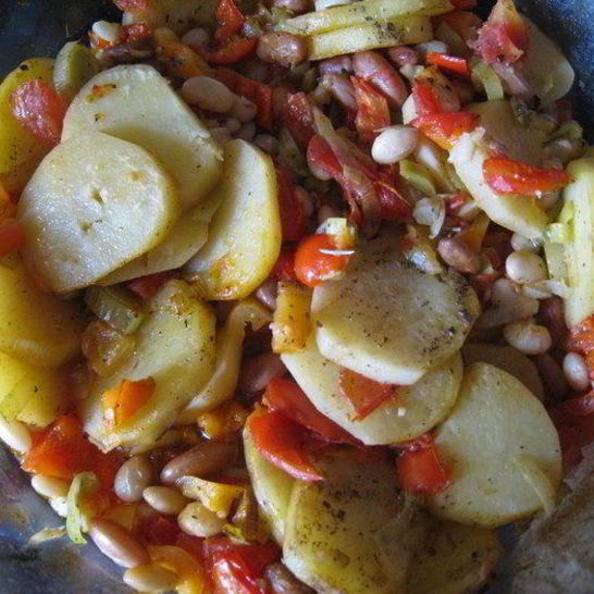 Рецепт печеного картофеля с овощами