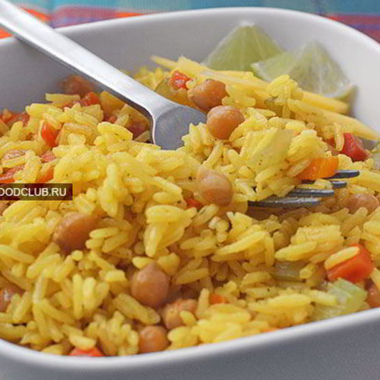 Рецепт постного риса с овощами и нутом