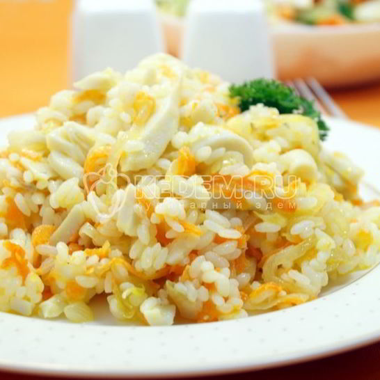 Рецепт риса с кальмарами
