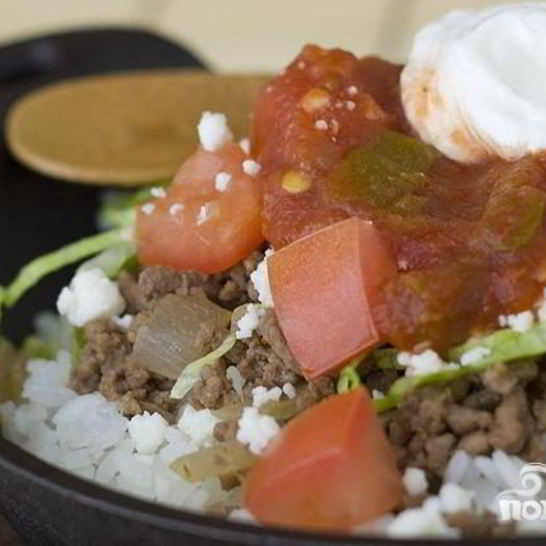 Рецепт японского риса с говядиной и сыром