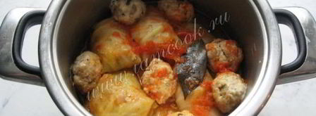 голубцы с курицей, свиной грудинкой и грибами. Шаг 13