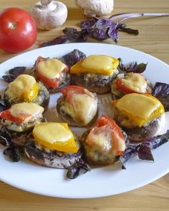 Грибы с сыром и помидорами в духовке