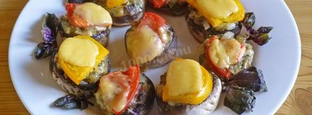 грибы с сыром и помидорами в духовке. Шаг 18