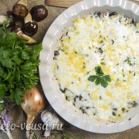 Рецепт грибов в сметане под сыром