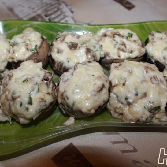 Рецепт шампиньонов, фаршированных кинзой и брынзой