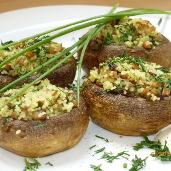 Рецепт шампиньонов, фаршированных кускусом