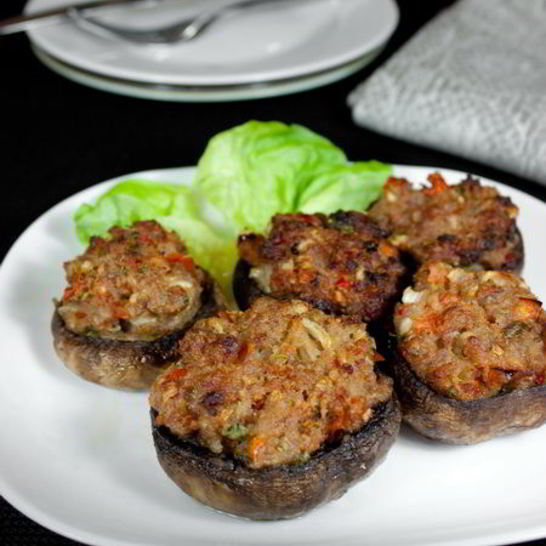 Рецепт шампиньонов, фаршированных мясом