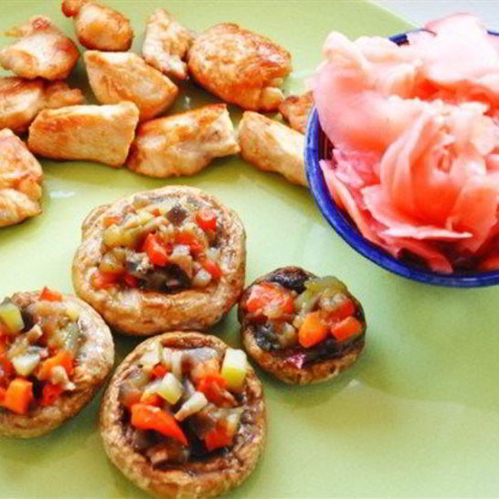 Рецепт шампиньонов, фаршированных овощами