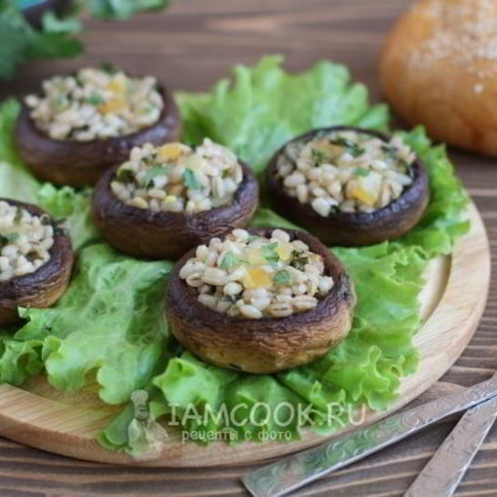 Рецепт шампиньонов, фаршированных перловкой