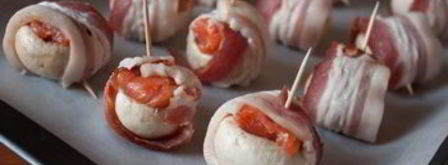 шампиньоны с лососем в беконе. Шаг 4