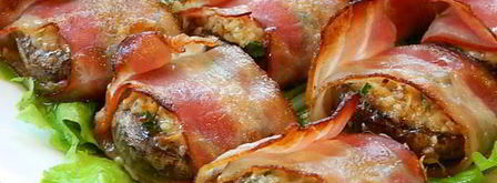 шампиньоны с орехово-сырной начинкой, в беконе. Шаг 5