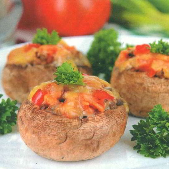 Рецепт шампиньонов с помидорами и сыром