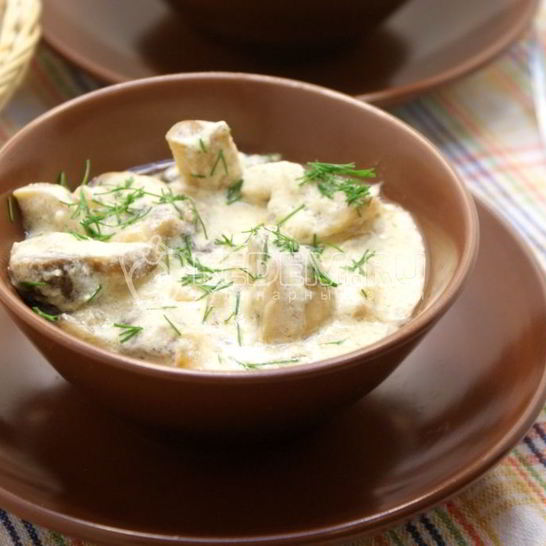 Рецепт шампиньонов со сметаной