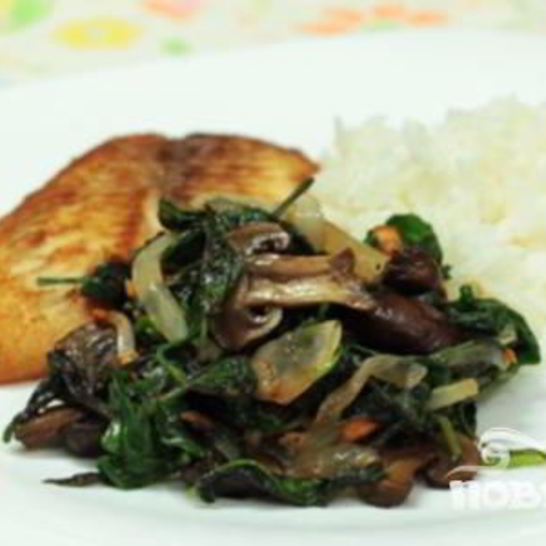 Рецепт жареных грибов со шпинатом
