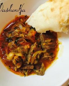 Гуляш из отварного мяса