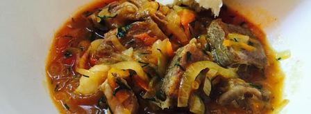 гуляш из отварного мяса. Шаг 10