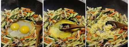 кантонская лапша с овощами, грибами и яйцом. Шаг 3