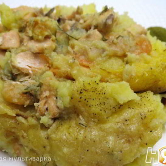 Рецепт картофельного пюре с лососем в мультиварке