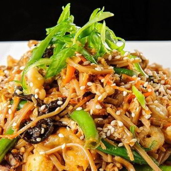 Рецепт лапши соба с креветками и шиитаке