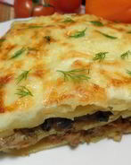 Лазанья из слоеного теста