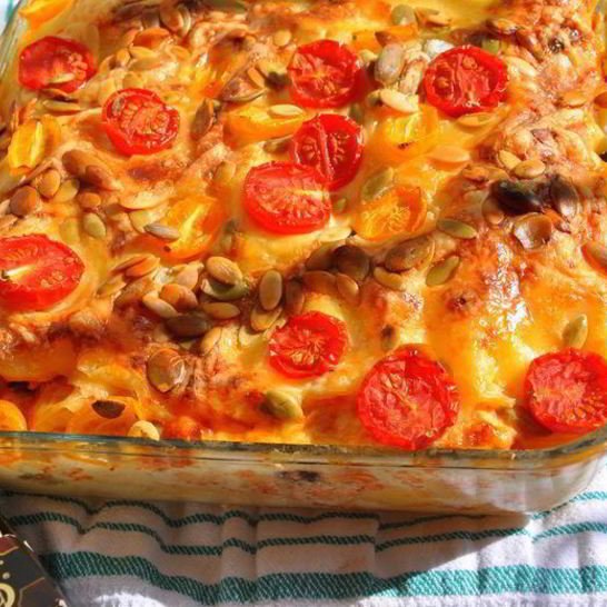 Рецепт лазаний с кабачками и помидорами с сыром джюгас