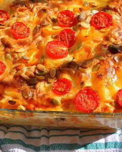 Лазанья с кабачками и помидорами с сыром Джюгас