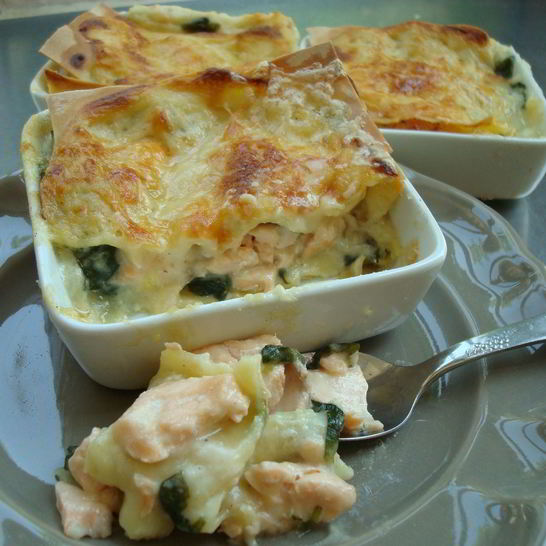 Рецепт лазаний с лососем и шпинатом