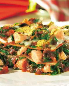 Лазанья со шпинатом и семгой