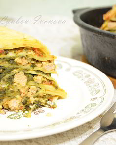 Острая лазанья из блинчиков