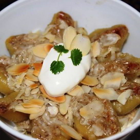 Рецепт фаршированных конкилье ригате под миндальными лепестками