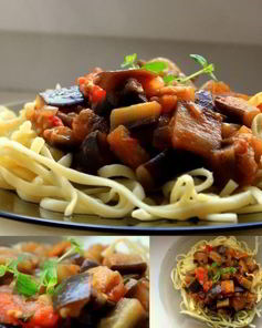 Итальянская лапша с баклажанным рагу